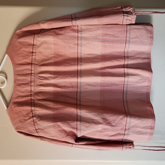 Madewell Morning view Top Size M Orange Plaid Button down - Picture 6 of 6